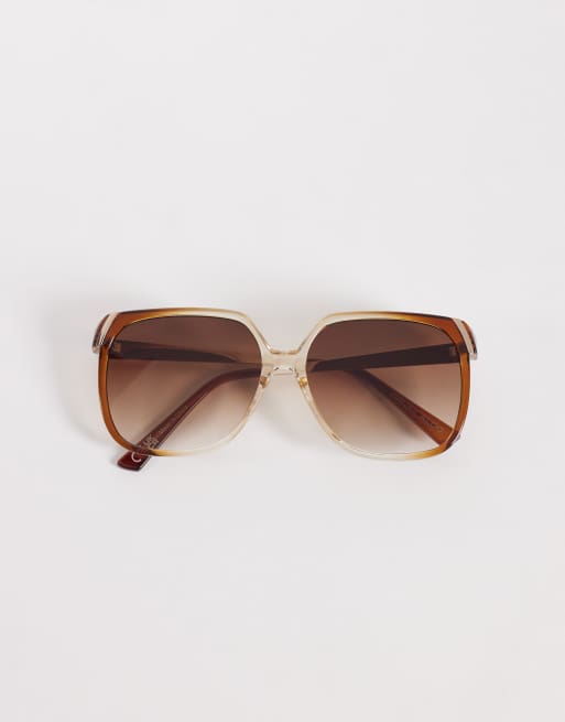 ALDO – Iviy – Eckige Oversize-Sonnenbrille in Hellbraun, 2 von 3