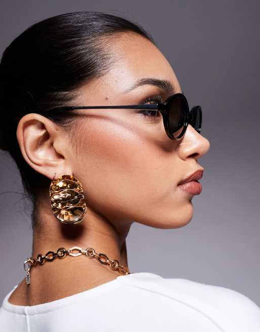ALDO javona oval sunglasses in black and silver