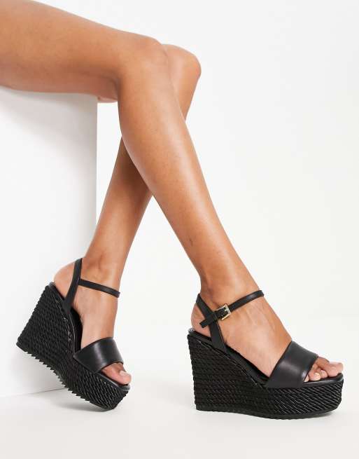 Eeuwigdurend cabine Moderniseren ALDO - Jeigh - Sandalen met sleehak in zwart leer | ASOS