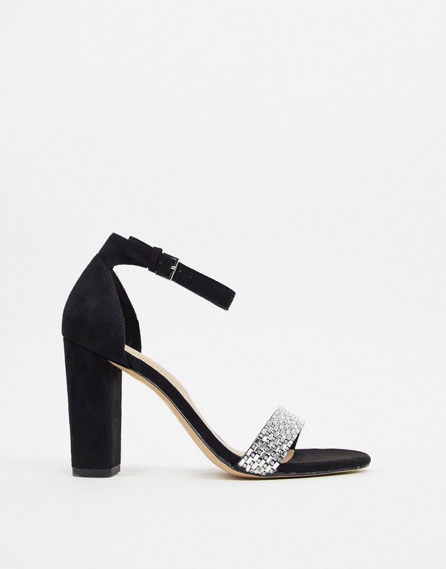 ALDO Jeraybling strappy heeled sandal with diamante detail in black