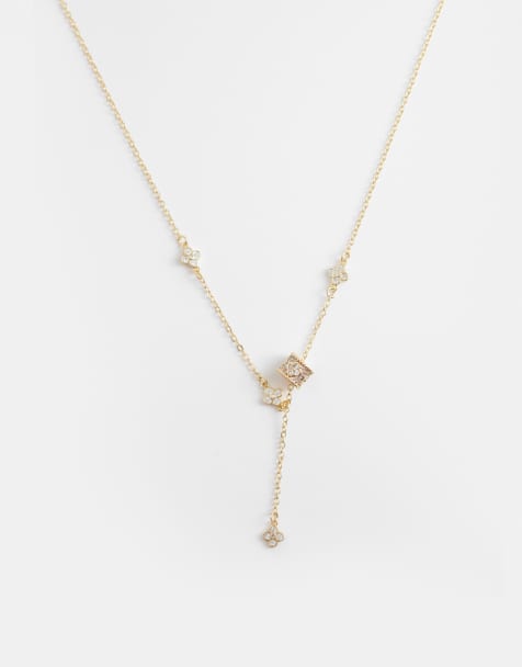 ALDO – Joliena – Guldfärgat lariat-halsband med treklöver - view 1