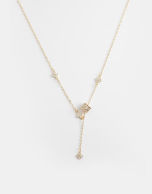 Aldo Joliena Triple Clover Lariat Necklace In Gold