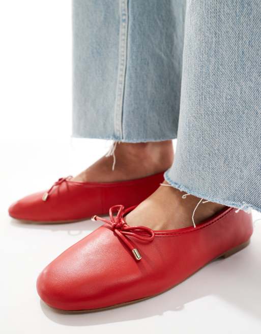 ALDO – Joselie – Röda, platta ballerinaskor i läder, 3 av 4