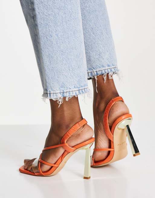 ALDO Juliet heeled sandals in bright orange ASOS