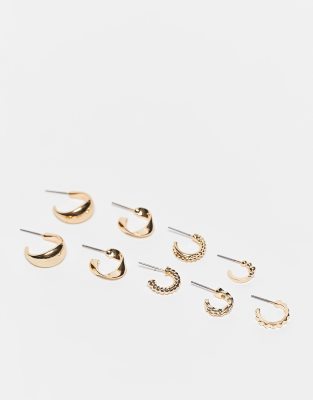 ALDO Kaarina pack of 9 single hoop earrings in gold tone | ASOS