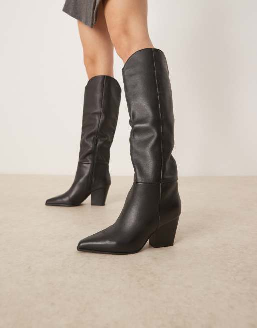 ALDO – Kaely – Svarta, knähöga stövlar i läder och cowboystil, 3 av 4