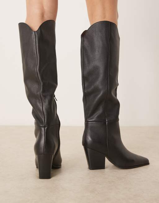 ALDO – Kaely – Svarta, knähöga stövlar i läder och cowboystil, 4 av 4