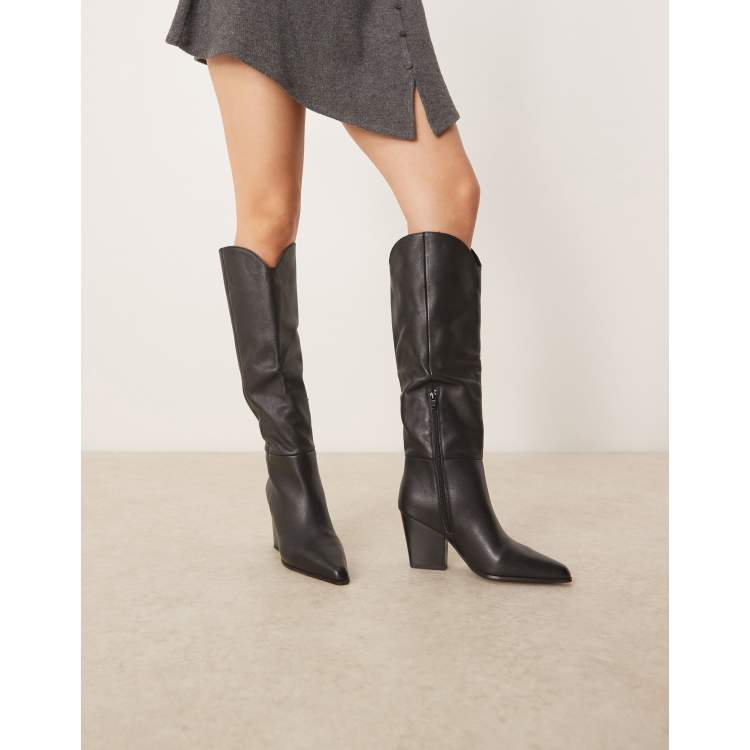 ALDO Kaely western detail knee high boots in leather black  display picture 1