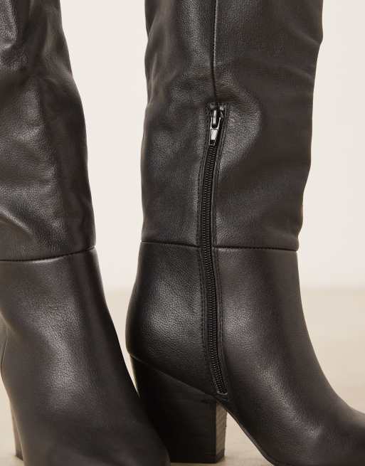ALDO Kaely Wide Leg western detail knee high boots in leather black, 3 of 4