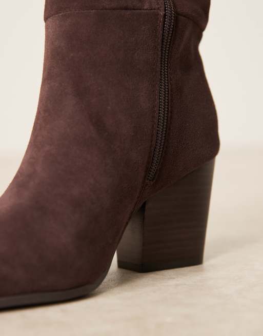 ALDO Kaely Wide Leg western detail knee high boots in suede chocolate, 2 of 4