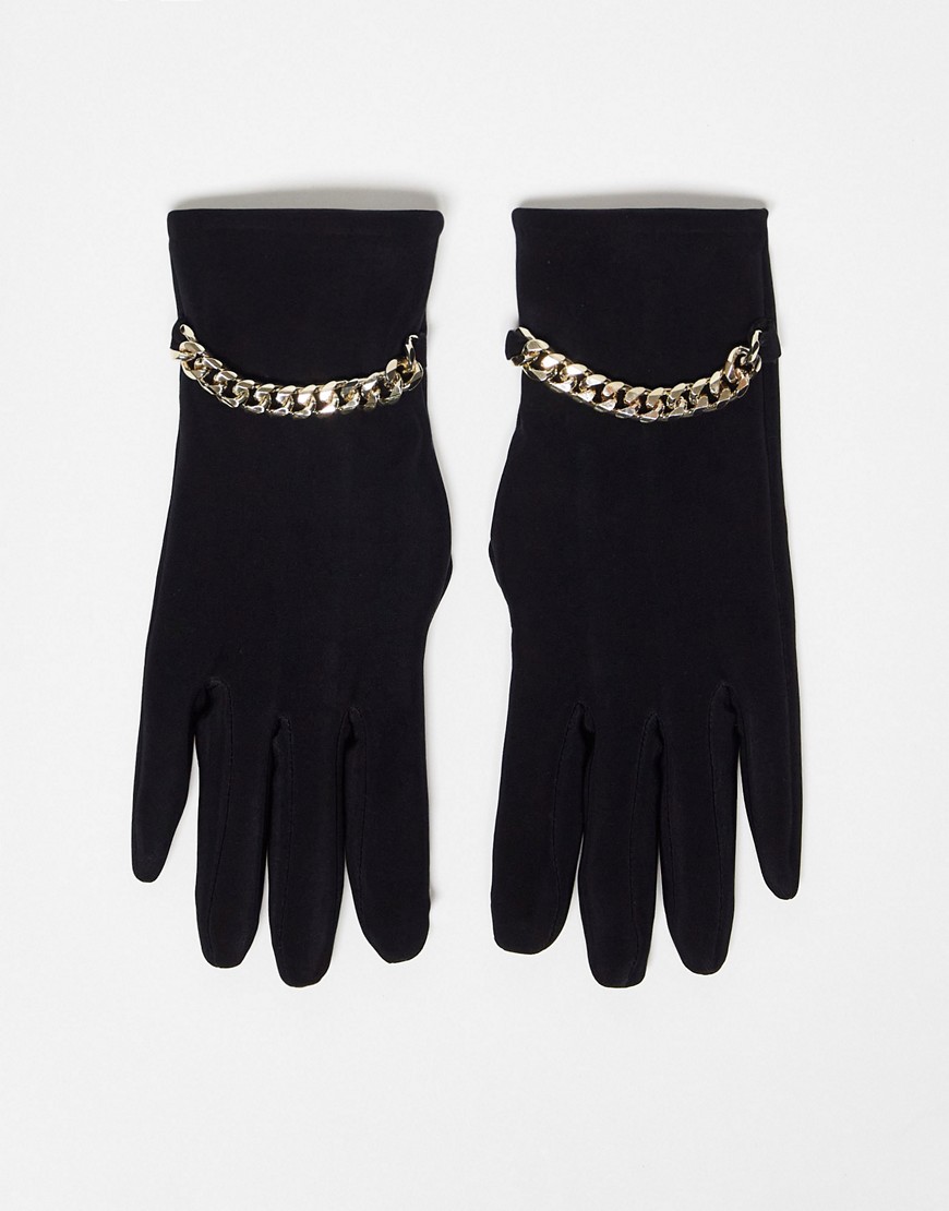 aldo kaigan gloves with chain embellishment in black