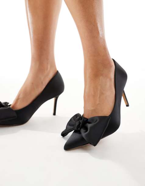 Aldo – Kaitia – Pumps aus schwarzem Satin mit Schleifendetail und Absatz - view 1