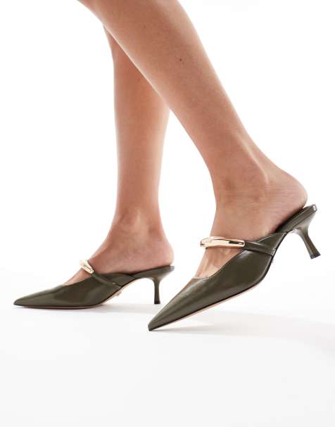 ALDO Kalidda pointed toe heeled mule sandal in khaki - view 1