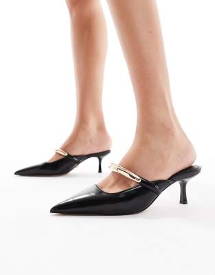 Aldo Kalidda Pointed Toe Heeled Mule Sandals In Black