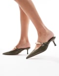 [ALDO] ALDO Kalidda pointed toe heeled mule sandals in khaki-Green 41 Other green