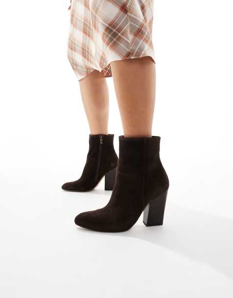 ALDO – Karinaa – Hohe Ankle-Boots aus Wildleder in Braun mit Absatz - view 1