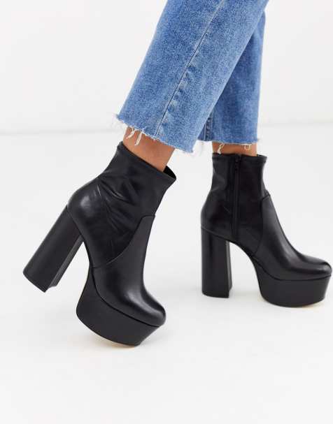 ALDO – Karnak – Elastische Plateau-Stiefel in Schwarz