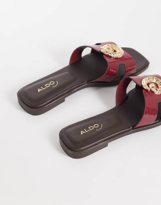 Aldo Khali flat sandal with embellishment in burgundy, 3 of 4