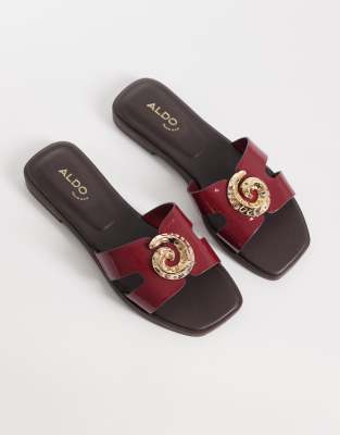 Aldo Khali Flat Sandals With Embellishment In Animal Print