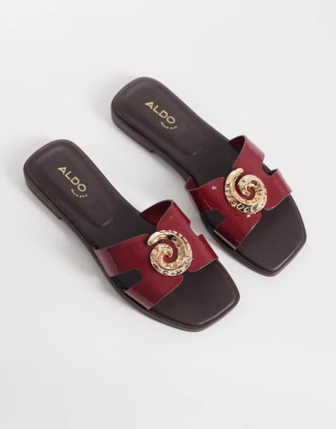 Aldo – Khali – Vinröda, platta sandaler med utsmyckningar - view 1