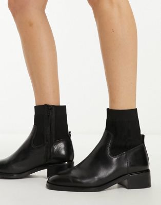 Kilcooly knitted ankle boots in black leather