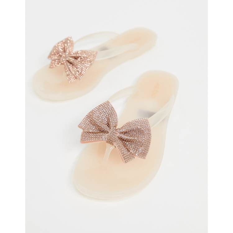 Rose gold sale bow flip flops