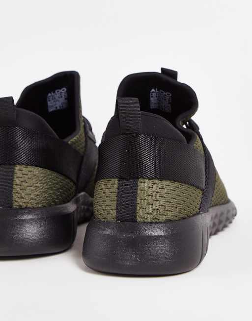 Aldo knitted mix runner sneakers in khaki, 2 of 4