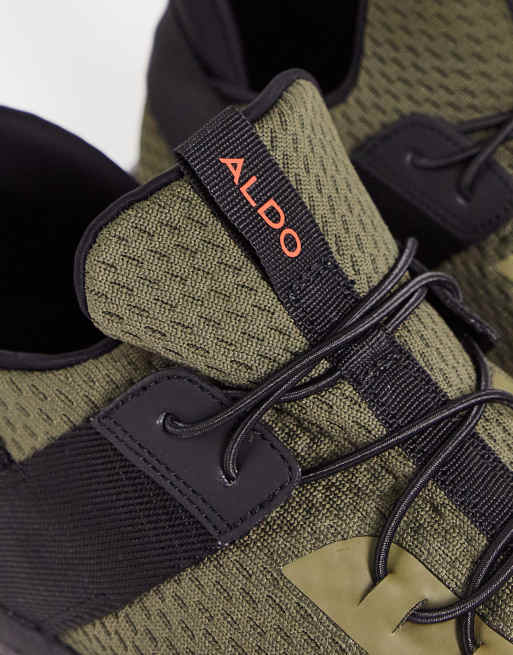 Aldo knitted mix runner sneakers in khaki, 4 of 4