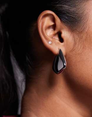 ALDO ALDO Koby stainless steel water resistant molten tear drop earrings in silver