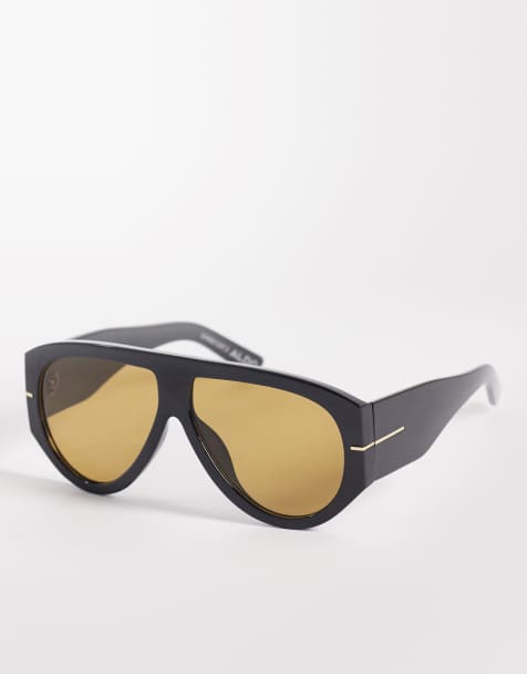 ALDO Kristiianaa chunky aviator sunglasses with gold lens in black - view 1
