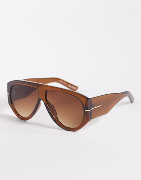 ALDO Kristinaa chunky aviator sunglasses with brown lenses in brown - view 1