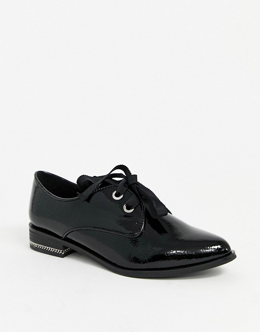 ALDO lace up flat shoes in black patent