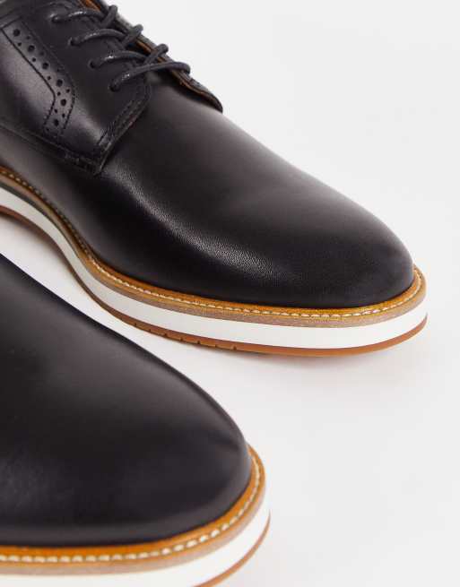 Aldo lace up leather oxford shoes with natural sole in black, 4 of 4