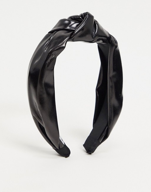 ALDO Ladybells knotted PU head band in black