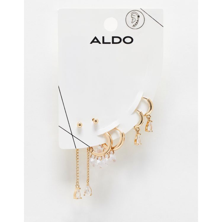 ALDO Lagrimitas multipack of gold earrings with clear crystal