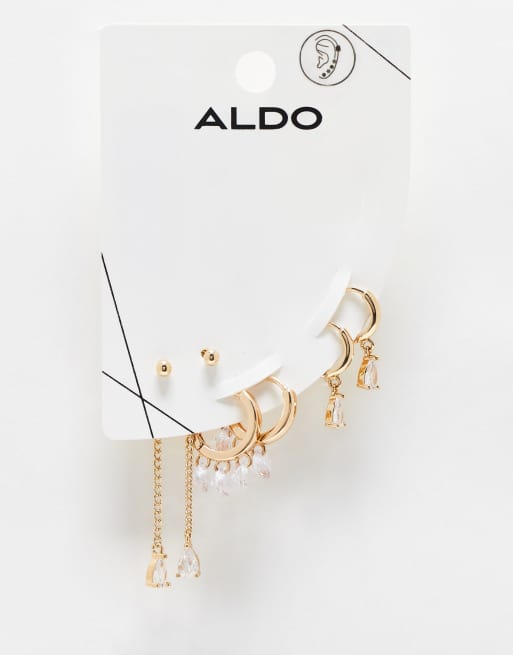 ALDO Lagrimitas multipack of gold earrings with clear crystal