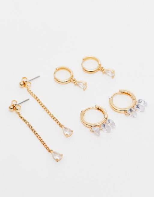 ALDO Lagrimitas multipack of gold earrings with clear crystal