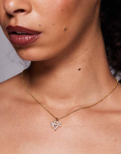 ALDO laurencie floral cluster necklacce in faux pearl and gold - view 1