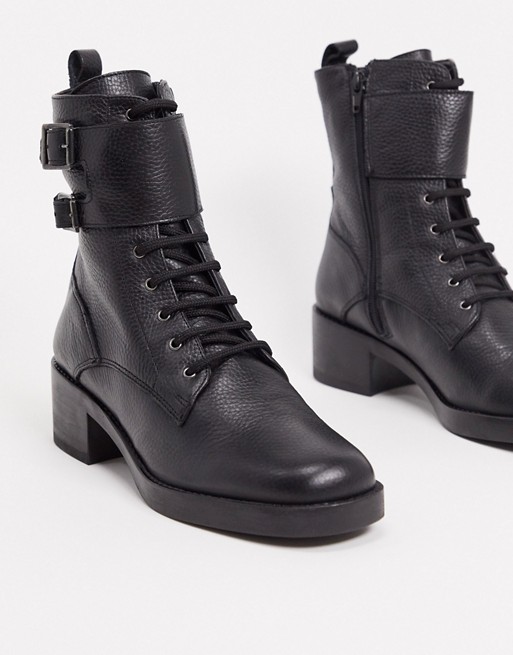 ALDO lawtonka leather buckle military boots in black