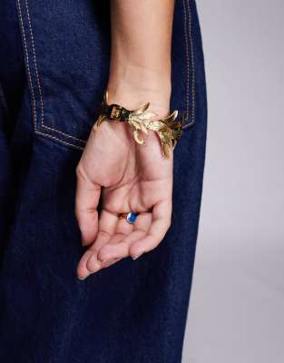 Aldo Leafelle Statement Flower Cuff Bangle In Gold