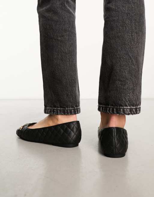 Black best sale quilted flats