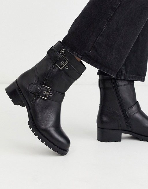 ALDO leather biker boots in black | ASOS