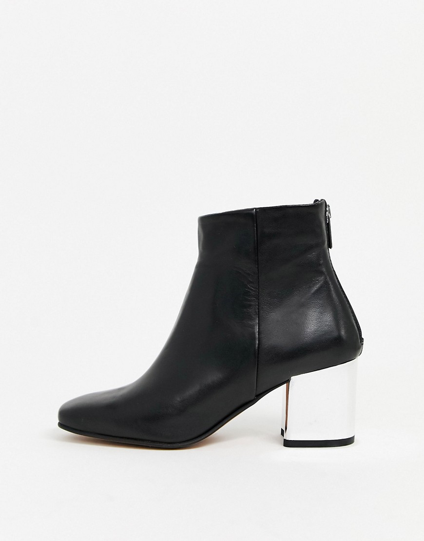 ALDO leather block clear heel boots in black
