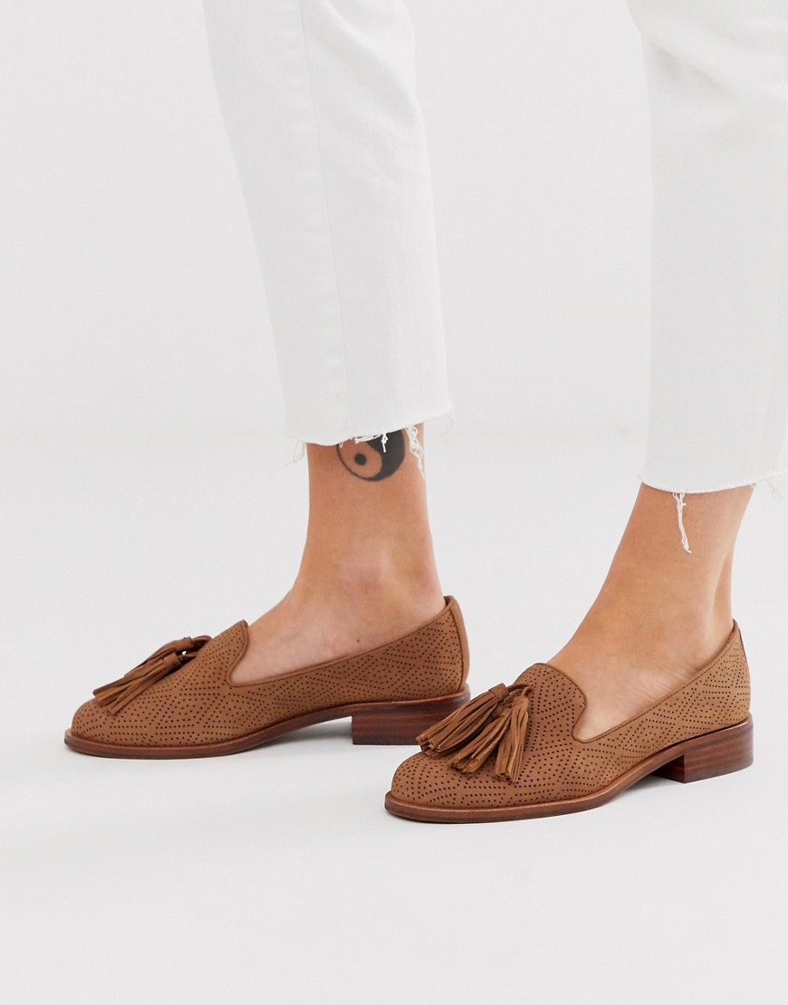 Aldo leather flat tassel loafers-Brown