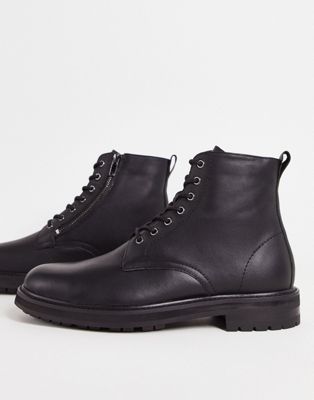 Aldo leather lace up boots in black leather