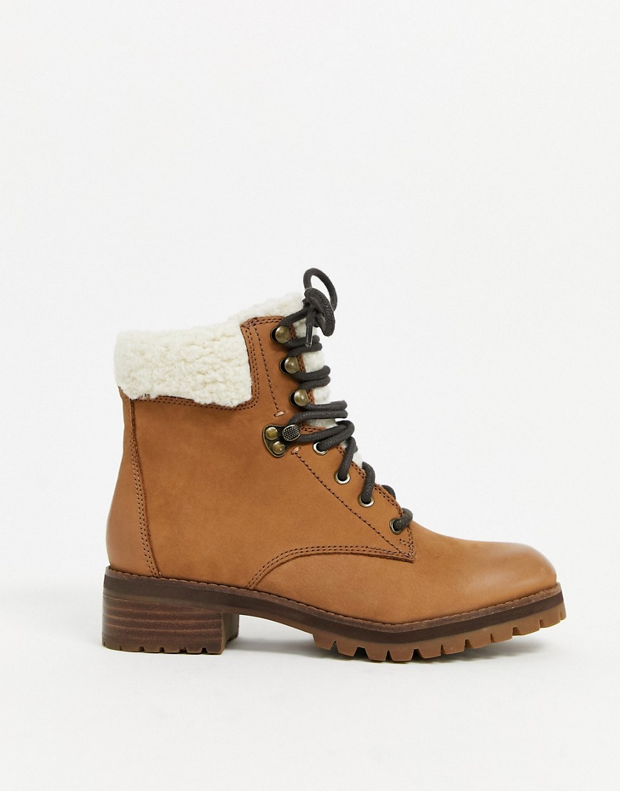 ALDO leather lace up hiker boots in taupe-Brown