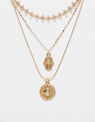 ALDO - Legardomwen - Collana multifilo oro con pendenti a forma di occhio