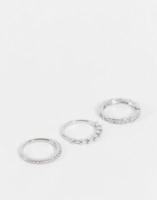 ALDO Legomasean pack of 3 rings in silver diamante