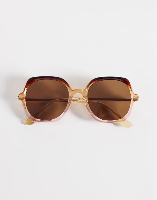 ALDO leilah oversized rimless sunglasses in gold tone with orange lenses, 3 of 3