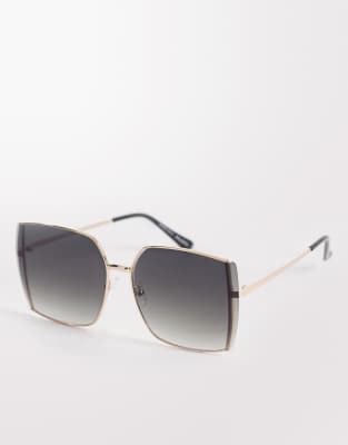 Aldo Leilah Oversized Rimless Sunglasses With Green Lenses